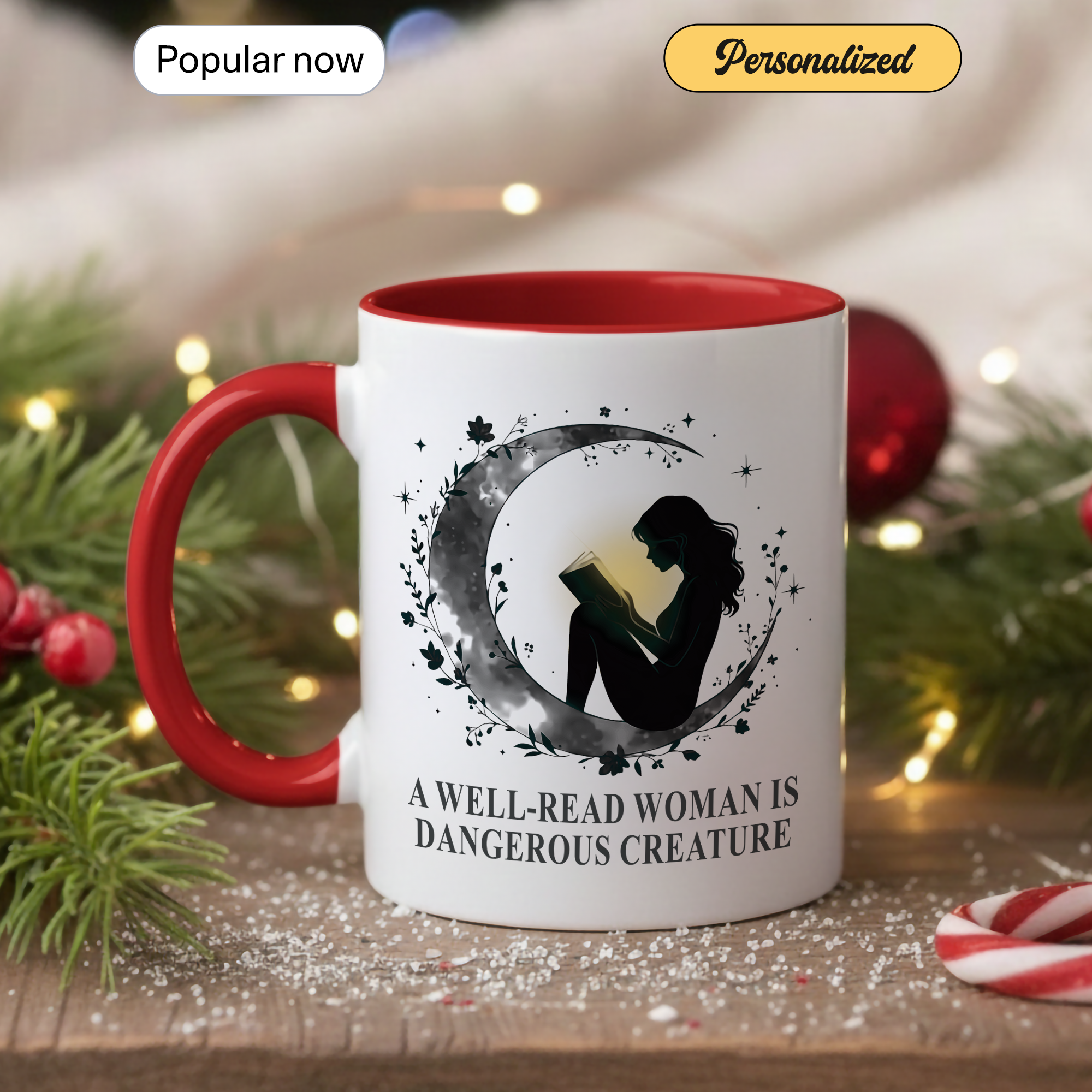 A Well Read Woman Is Dangerous Creature Mug – Feminist Book Lover Gift – Empowered Reader Coffee Cup – 11oz 15oz Ringer Mug | Mug 118