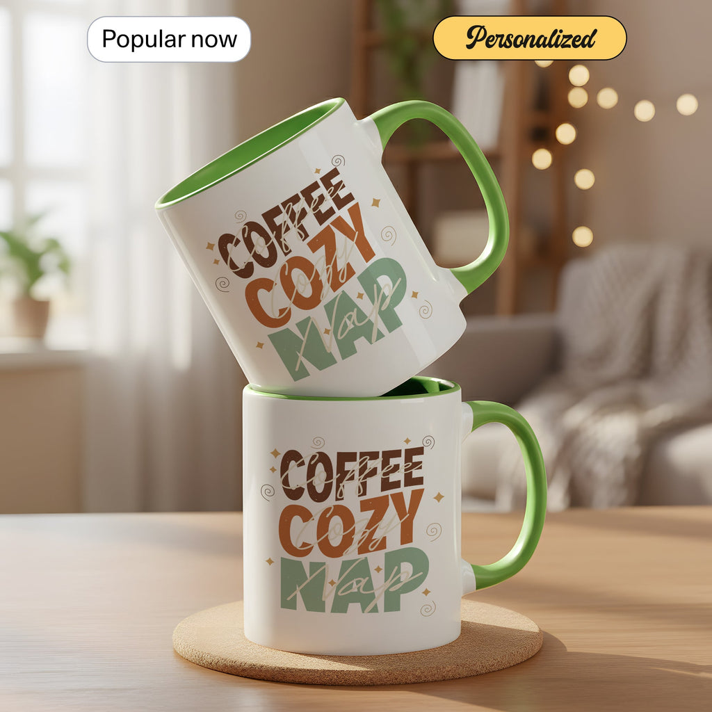 Coffee Cozy Nap Mug – Retro Coffee Lover Gift – Funny Caffeine Coffee Cup – 11oz 15oz Ringer Mug | Mug 128