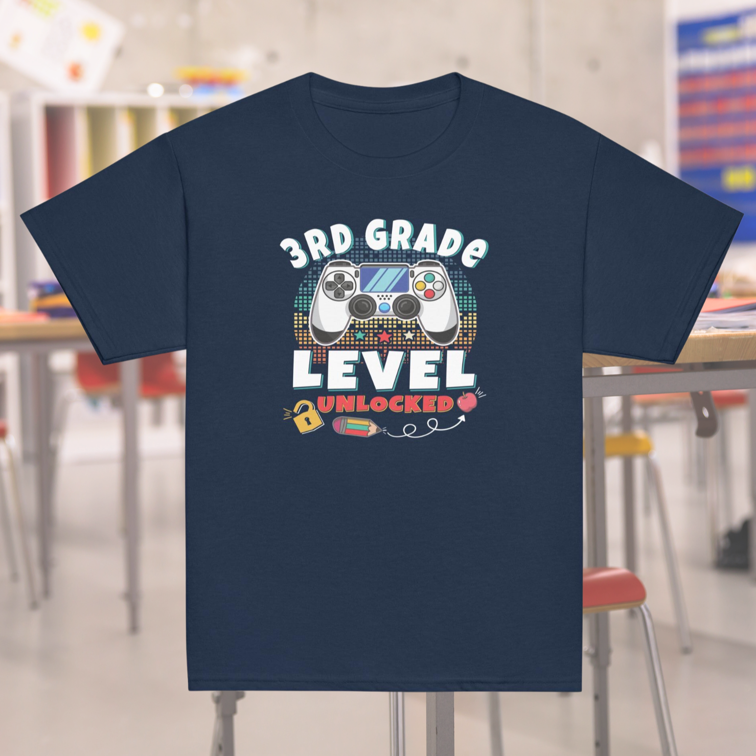 Game on level unlocked back to school T-shirt for boys and girls, first day of school shirt, Grades first through fifth